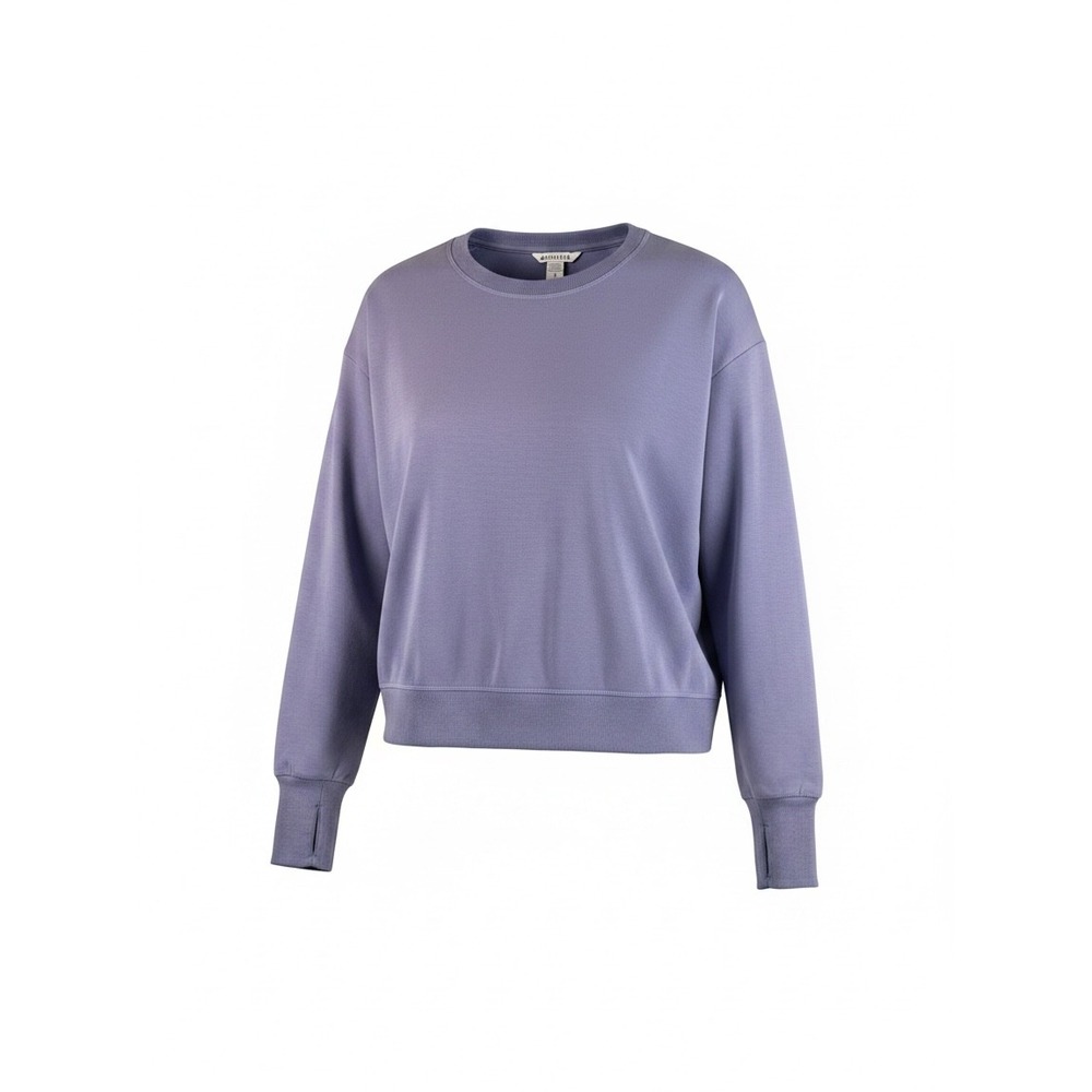 Athleta Coaster Luxe Sweatshirt Purple Crew Neck Thumbhole Pullover S NEW